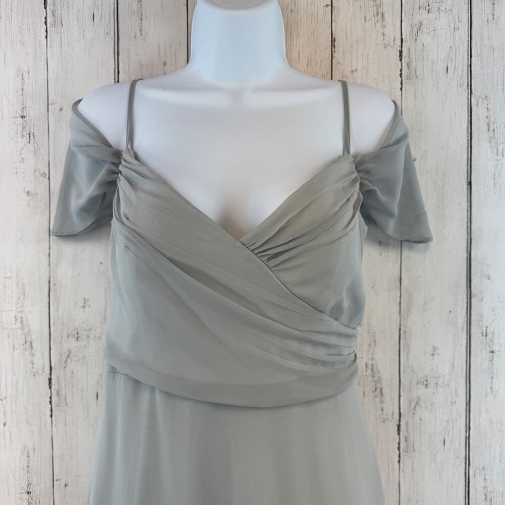 Birdy Grey Dove Gray Chiffon Devin Convertible Bridesmaid Dress With Slit Large - Picture 3 of 16